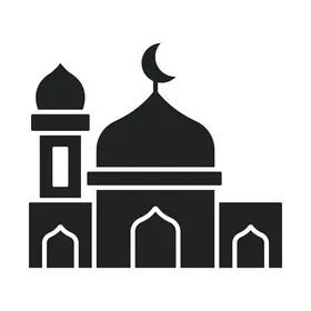 Islamic Ramadan decorations and designs, a design of a mosque building in black on a white background, the concept of worship and drawing closer to God, prayer in the mosque, vector illustrator.