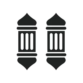 Design of a lantern in black on a white background, Islamic Ramadan drawings and decorations, the concept of worship and drawing closer to God, prayer in the mosque, vector illustrator.