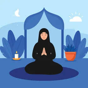 Serene Muslim Woman Engaged in Peaceful Meditation and Prayer