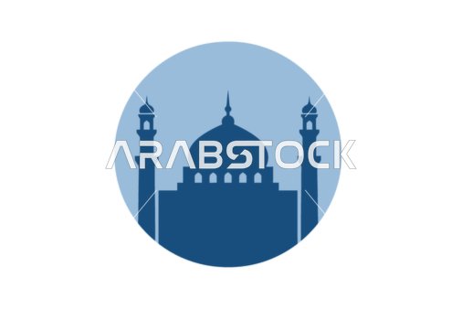 Circular Badge Silhouette Mosque
