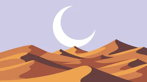 The Saudi Arabian desert, soft sand dunes, vector illustrator, calm natural background.