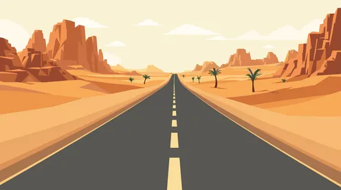 طريف اسفلتي وسط الصحراء العربية السعودية، كثبان رملية ناعمة، فيكتور الستريتور، خلفية طبيعية هادئة