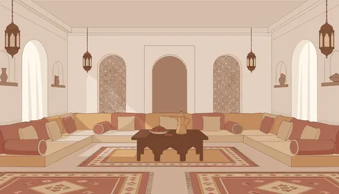 ديكور مجلس عربي حديث ، الفن الهندسي على الطراز التراثي