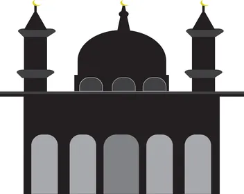 Minimalist Mosque Building Silhouette Isolated on White Background
