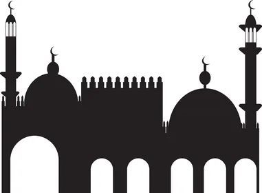 صورة ظلية لمسجد بتصميم بسيط ، خلفية بيضاء، خلفية بيضاء، فيكتور اليستريتور