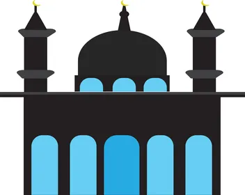 Ramadan Kareem ConceptBlack Mosque Silhouette Isolated on White Background