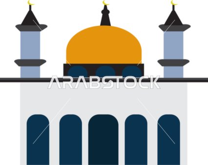 Traditional Islamic Architecture Vector Icon for Greeting Cards