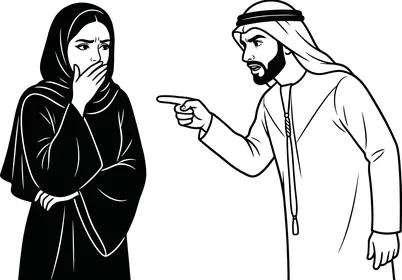 Arab Couple Conflict and Argument Vector Illustration