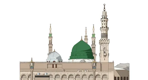 Al-Masjid an-Nabawi Medina Vector Illustration