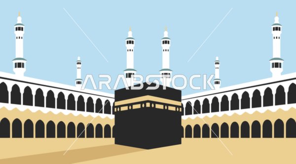 رسم توضيحي للكعبة المشرفة والمسجد الحرام مكة