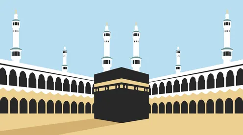 رسم توضيحي للكعبة المشرفة والمسجد الحرام مكة