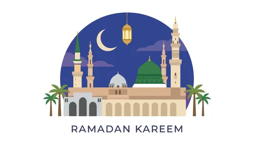 Al-Masjid an-Nabawi Medina Ramadan Kareem Illustration