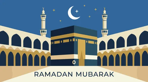Kaaba Mecca Ramadan Mubarak Vector Illustration