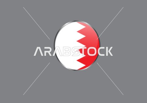 Bahrain National Flag Glossy 3D Circular Button Icon