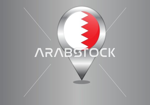 Bahrain Flag Map Pin Location Icon Vector