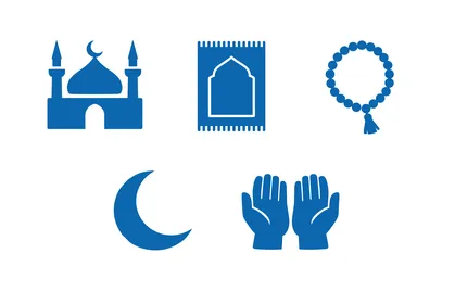 مجموعة أيقونات إسلامية زرقاء لتصاميم رمضان والعبادة مجموعة أيقونات إسلامية زرقاء لتصاميم رمضان والعبادة