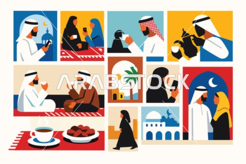 Arabic Culture and Traditional Lifestyle Illustration