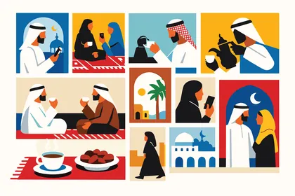 Arabic Culture and Traditional Lifestyle Illustration