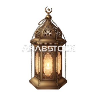 Traditional Ramadan Lantern with Warm Candle Light