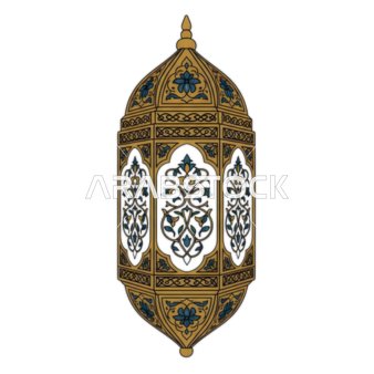 Traditional Golden Arabic Lantern Vector Illustration
