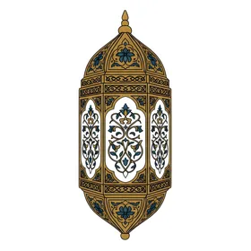 Traditional Golden Arabic Lantern Vector Illustration