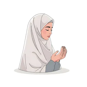 Muslim Woman Praying Dua Vector Illustration