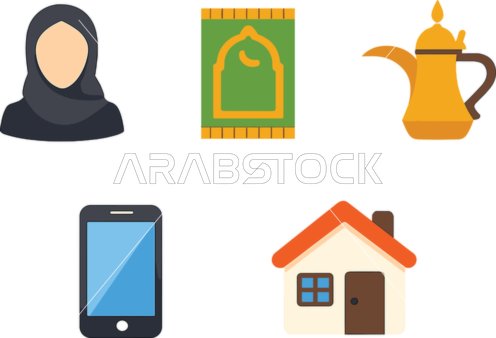 Middle Eastern Cultural Vector Icons Set