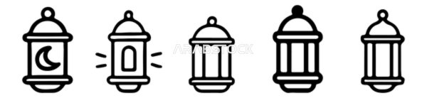 مجموعة أيقونات فوانيس رمضان المتجهة بتصميم خطي بسيط