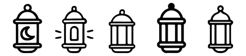مجموعة أيقونات فوانيس رمضان المتجهة بتصميم خطي بسيط