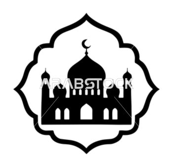 أيقونة مسجد مع إطار إسلامي زخرفي فيكتور