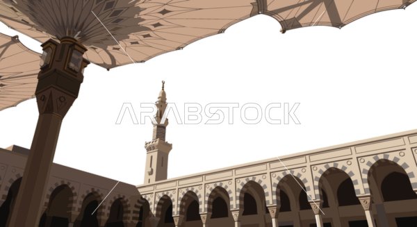 رسم توضيحي للمسجد النبوي الشريف في المدينة المنورة