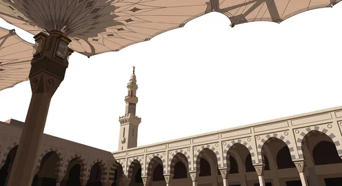 رسم توضيحي للمسجد النبوي الشريف في المدينة المنورة