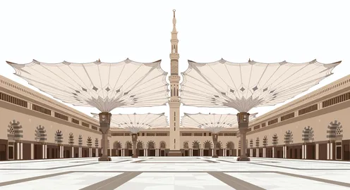 Prophet's Mosque Medina Courtyard Vector Illustration