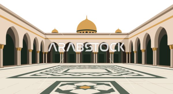 Islamic Mosque Courtyard Vector Illustration
