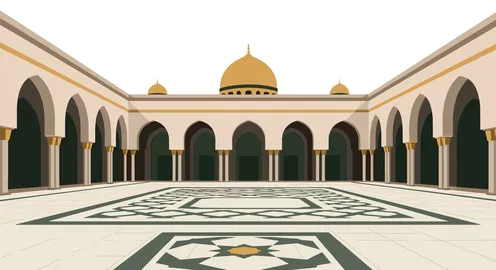 Islamic Mosque Courtyard Vector Illustration