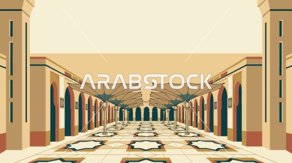 رسم توضيحي لساحة المسجد النبوي في المدينة المنورة