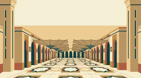 رسم توضيحي لساحة المسجد النبوي في المدينة المنورة