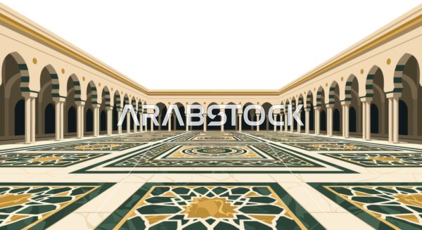 Islamic Mosque Courtyard Vector Illustration