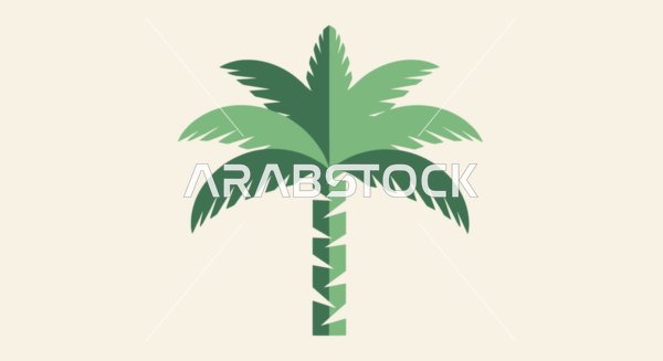 رسم توضيحي لنخلة خضراء بتصميم مسطح
