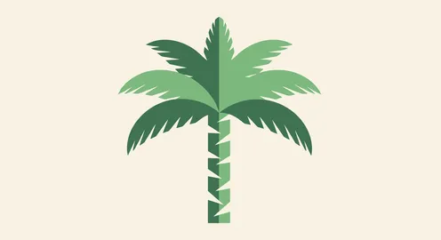 Green Palm Tree Flat Vector Illustration