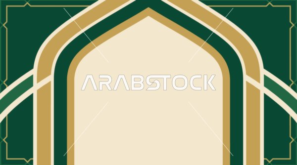 Islamic Arch Vector Background with Green and Gold