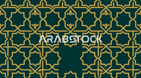 Golden Islamic Geometric Pattern on Green Background