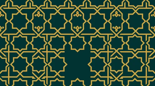 Golden Islamic Geometric Pattern on Green Background