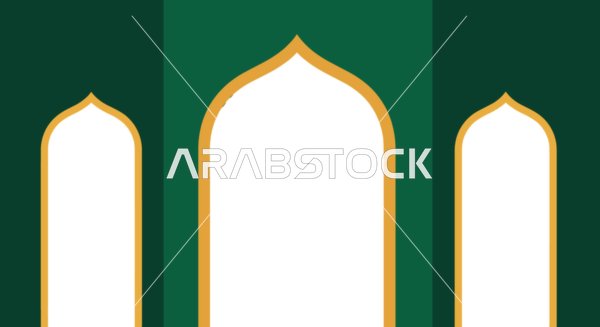 Islamic Arches Green and Gold Vector Background Template