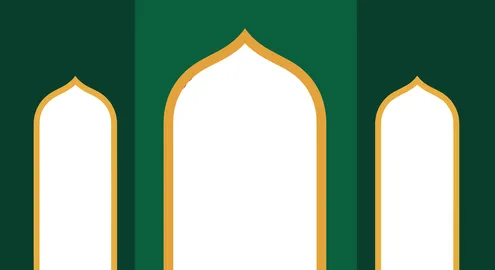 Islamic Arches Green and Gold Vector Background Template