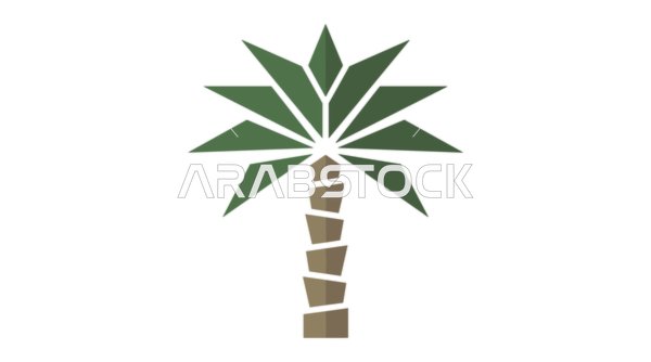 رسم توضيحي لنخلة هندسية على خلفية بيضاء