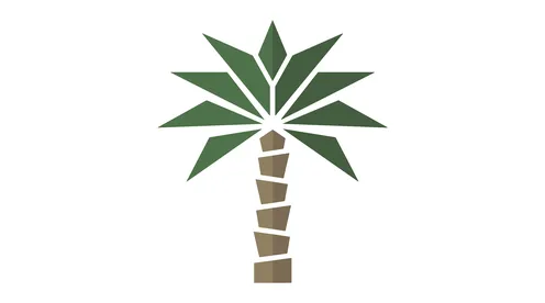 رسم توضيحي لنخلة هندسية على خلفية بيضاء