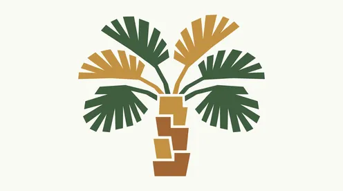 رسم توضيحي لشجرة نخيل بتصميم مسطح