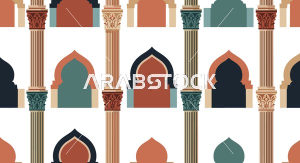 Traditional Islamic Architecture Arch and Column Pattern