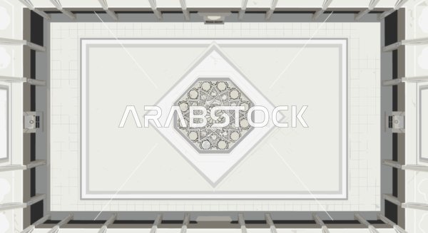 Modern Islamic Courtyard with White Marble Pattern